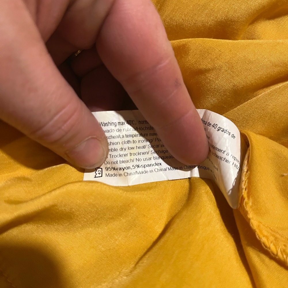 Yellow Button-Up House Dress with White Accents - Picture 4 of 16